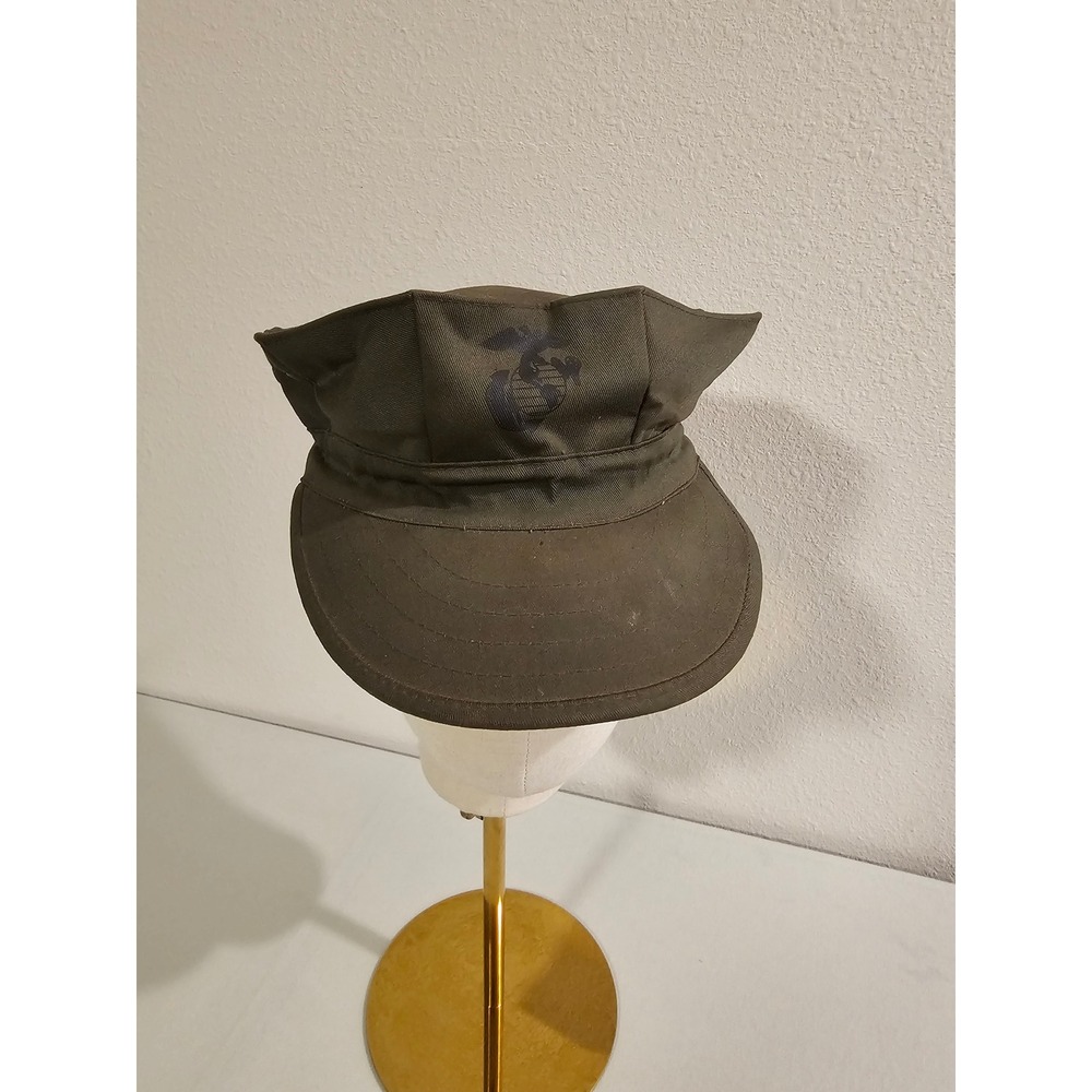 USMC Medium Utility Cap Olive Drab Green EGA Emblem Military Hat